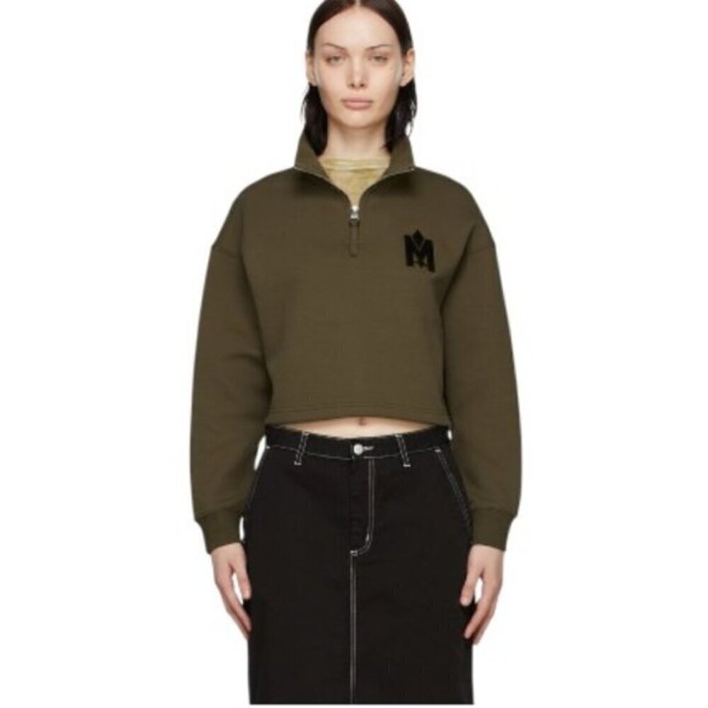 Mackage Army Green Lizia Cropped Pullover Half Zip